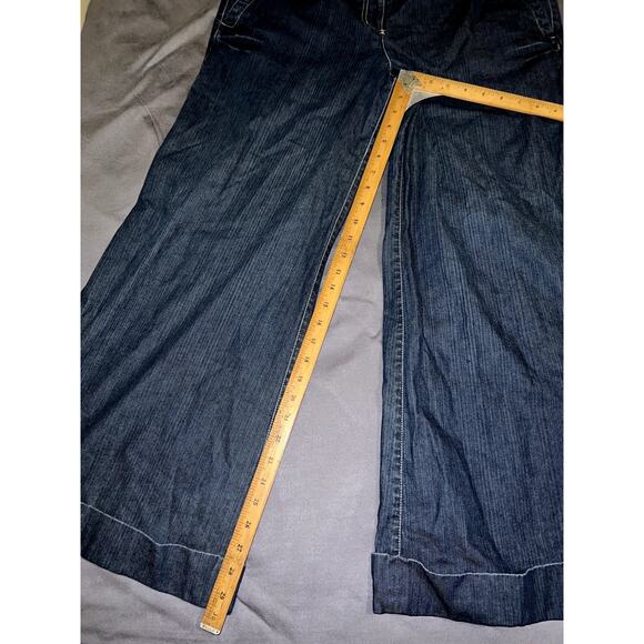 Ann Taylor LOFT Jeans Women's Sz 16 Blue Y2K Full Leg Wide Denim Suspender Jean - Picture 12 of 16